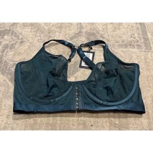 POUR MOI India Green Hook & Eye FRONT FASTENING Bra Bralette Size 38G US